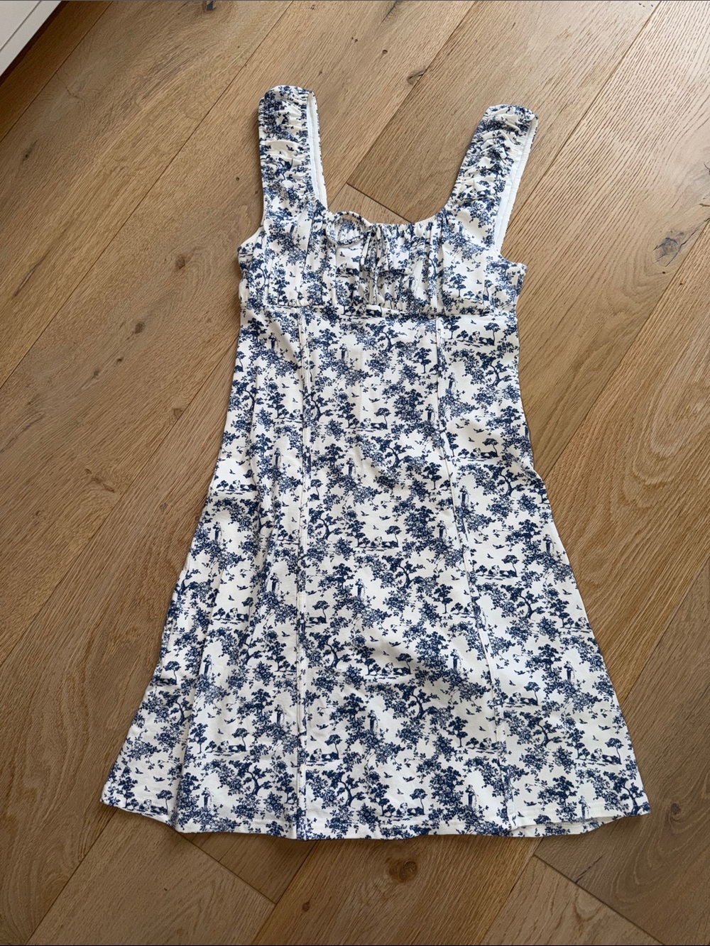 H&M White Dress with Blue Floral Print